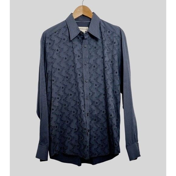 Pronto Uomo Men's Size Large Shirt Long Sleeve Button Down Embroidered Pattern - Picture 1 of 10
